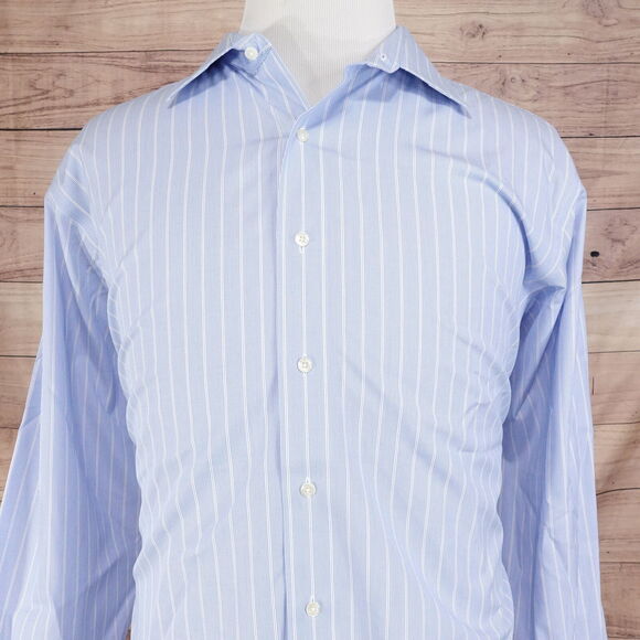 BROOKS BROTHERS REGENT NON-IRON SUPIMA COTTON DRESS SHIRT 18 35 - BLUE STRIPED - Picture 1 of 6